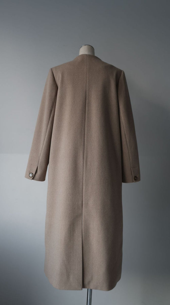 No collar slim river coat - Beige