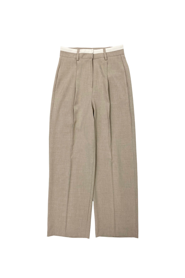 Double waist belt pants - Beige - CISLYS