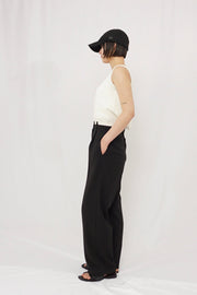 Double waist belt pants - Black - CISLYS