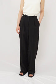 Double waist belt pants - Black - CISLYS