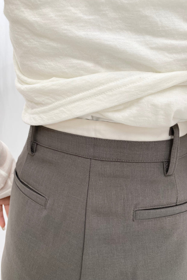 Double waist belt pants - Charcoal grey - CISLYS