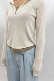 Half zip knit tops - Ivory - CISLYS