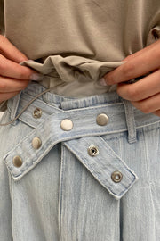 High waist belt Denim pants - Light blue - CISLYS