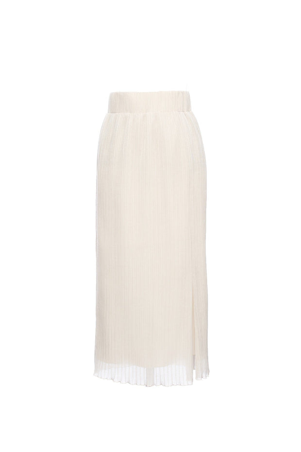 Airy pleats slit I line skirt - Ivory - CISLYS