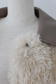 Crimp fur scheme coat - beige - CISLYS