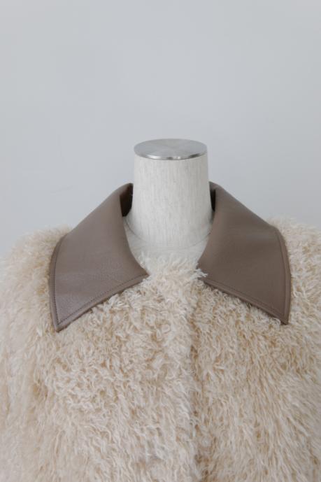 Crimp fur scheme coat - beige – CISLYS
