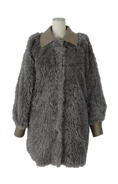 CISLYS Crimp fur scheme coat - Gray