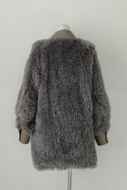 Crimp fur scheme coat - Gray - CISLYS