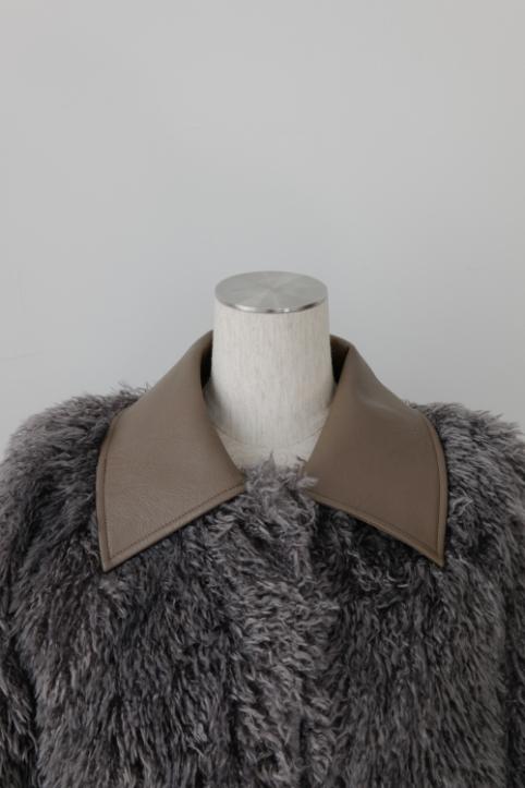 Crimp fur scheme coat - Gray - CISLYS