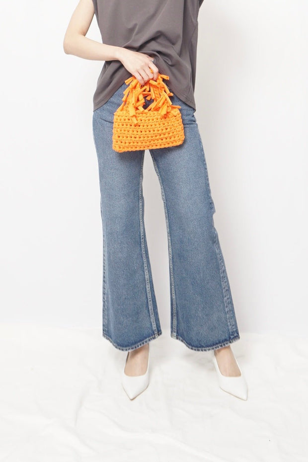 Cut-and-sew fabric braided bag - Orange - CISLYS