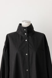 Grosgran gather shirt coat - Black - CISLYS