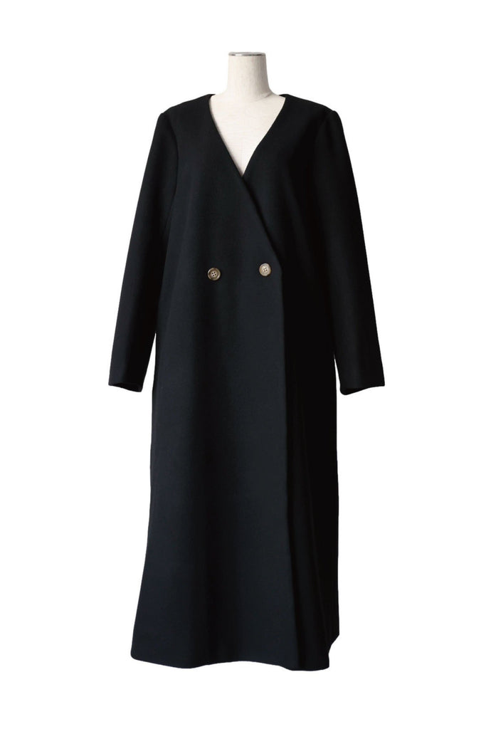 No collar slim river coat - Black