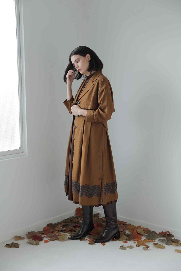 Organic cotton lace trench - Brown - CISLYS