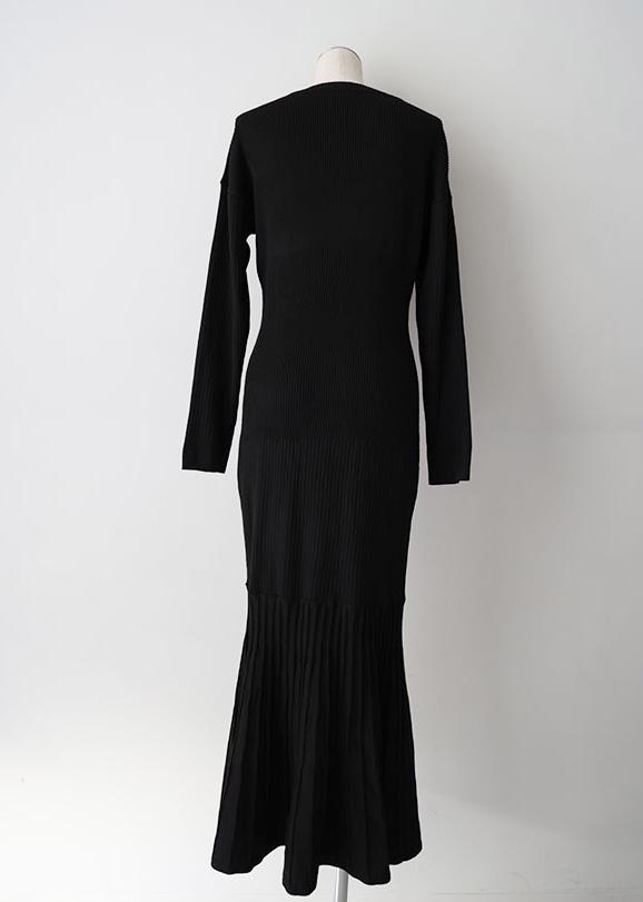 pleats mermaid knit dress - Black - CISLYS