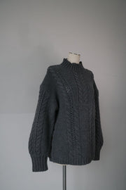 Solid cable color knit tops - Gray - CISLYS