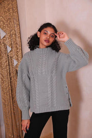 Solid cable color knit tops - Mint - CISLYS