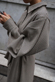 tuck sleeve asymmetry shirt dress - BRN mulch - CISLYS