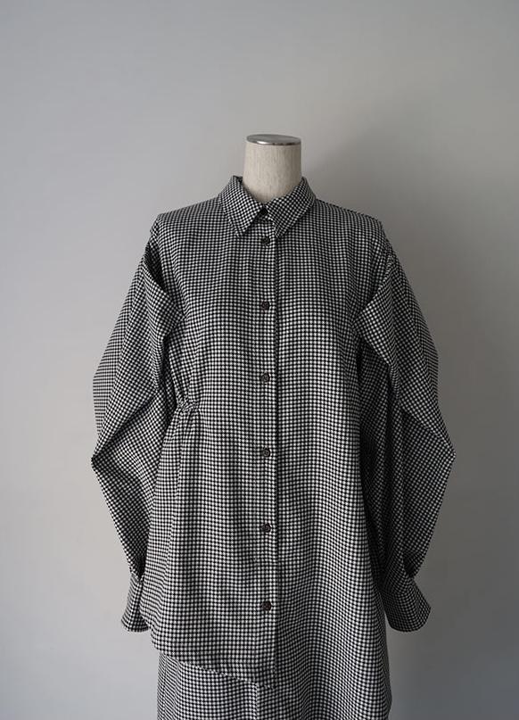 tuck sleeve asymmetry shirt dress - WHT mulch – CISLYS